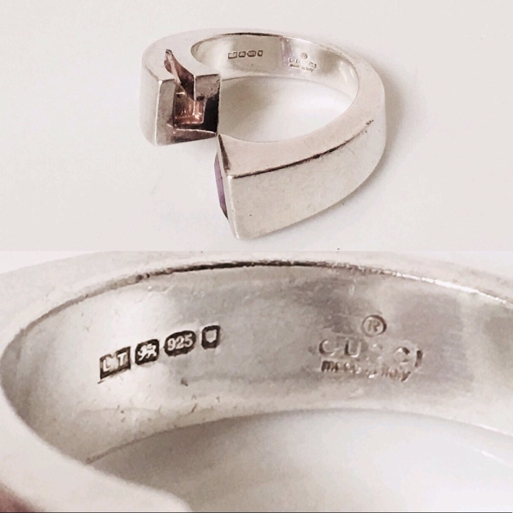 Gucci Sterling Silver Amethyst Bypass Ring - Picture 6 of 8